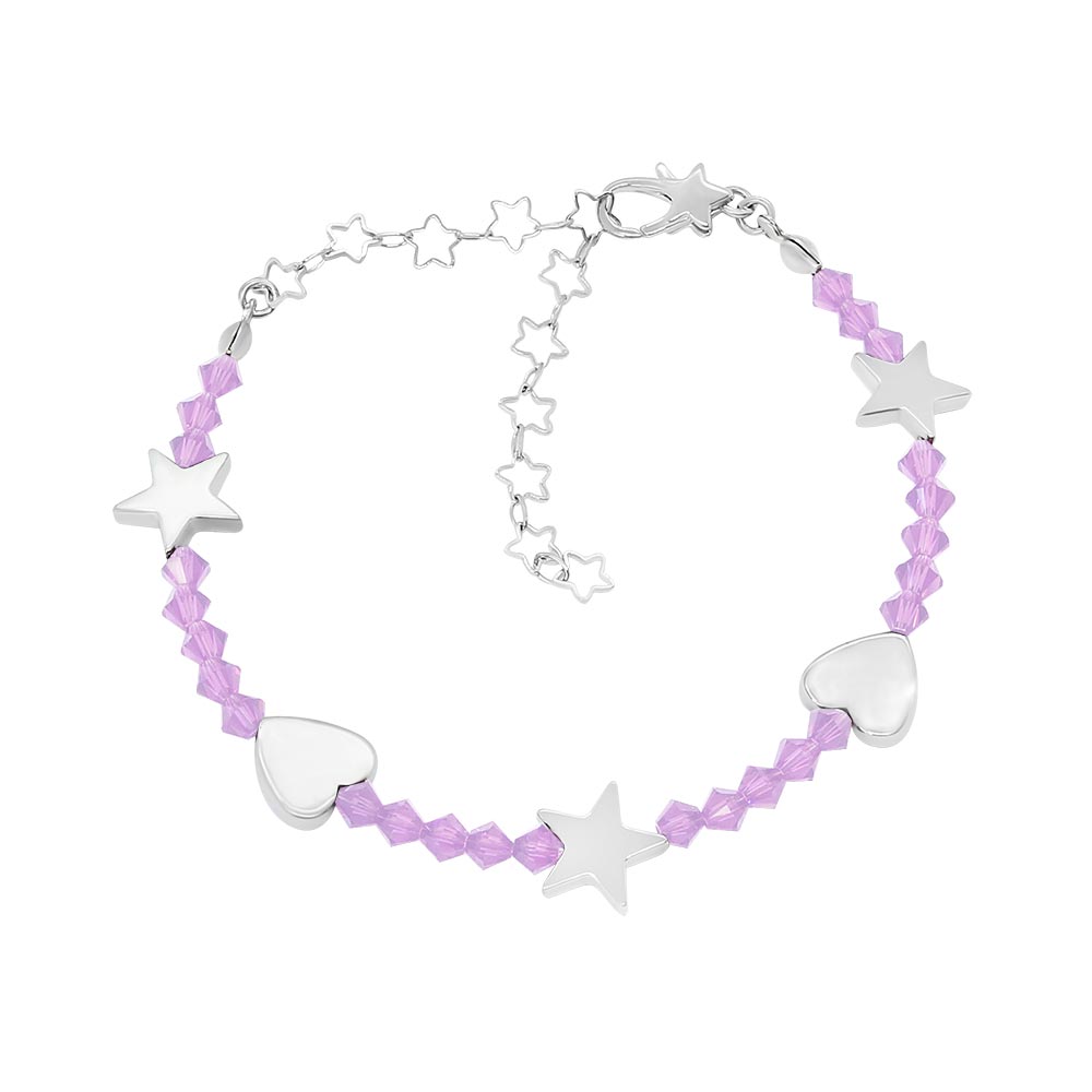 Amore personalised crystal birthstone bracelet June Alexandrite with silver on white background