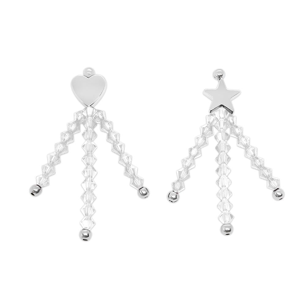 Amore personalised crystal birthstone earrings April Crystal with silver on white background