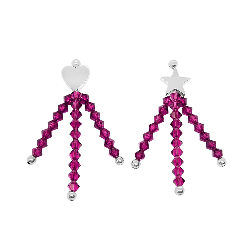 Amore personalised crystal birthstone earrings January Garnet with silver on white background