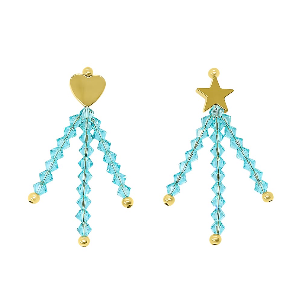 Amore personalised crystal birthstone earrings December Turquoise with gold on white background