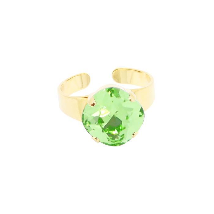 Zodiac crystal birthstone ring August peridot with gold band