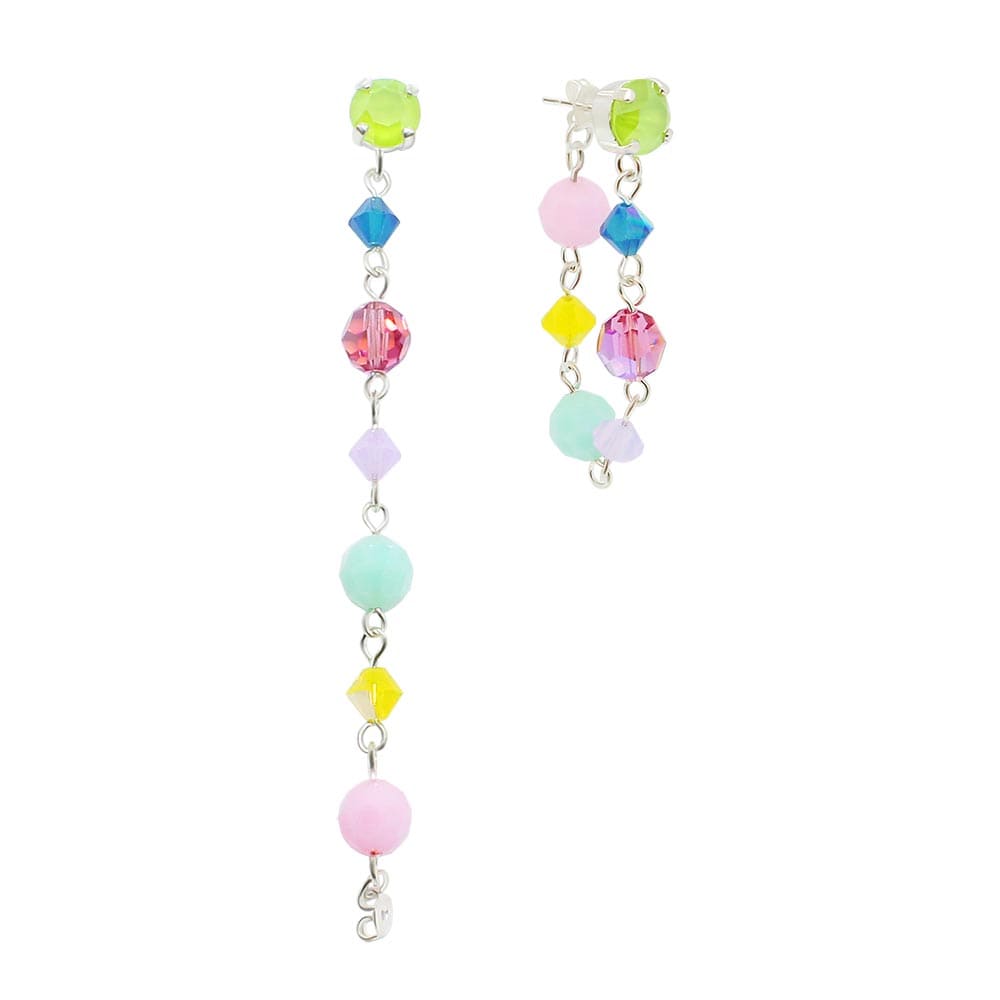 Gelato pastel colour crystal earrings mix long and loop up