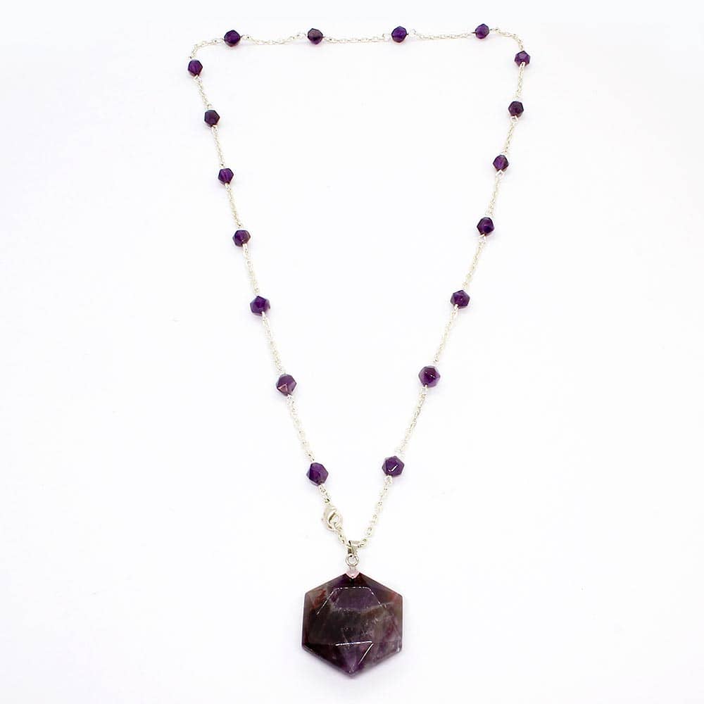 Purple Kiana Hexagon Stone Necklace