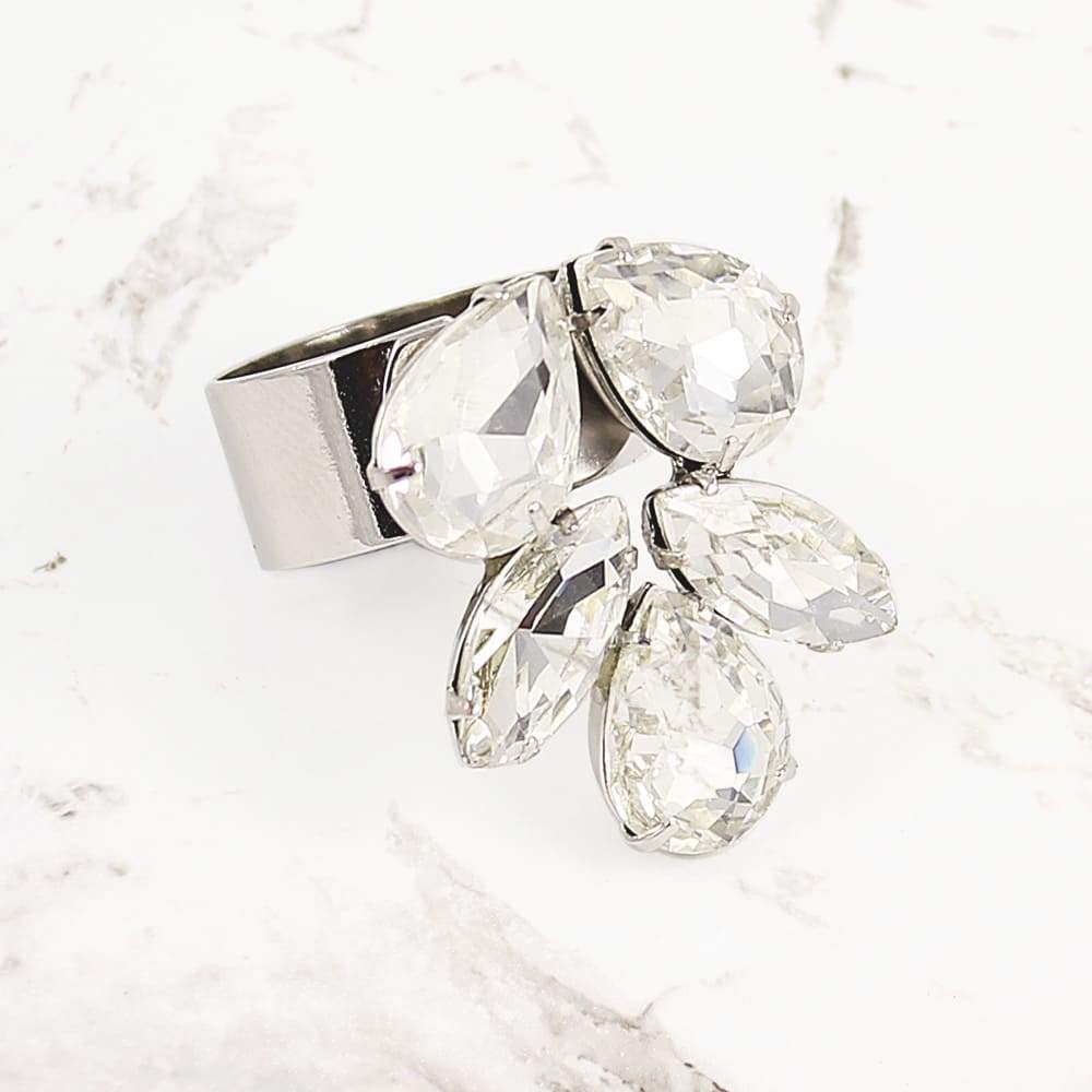 Grey crystal sale ring