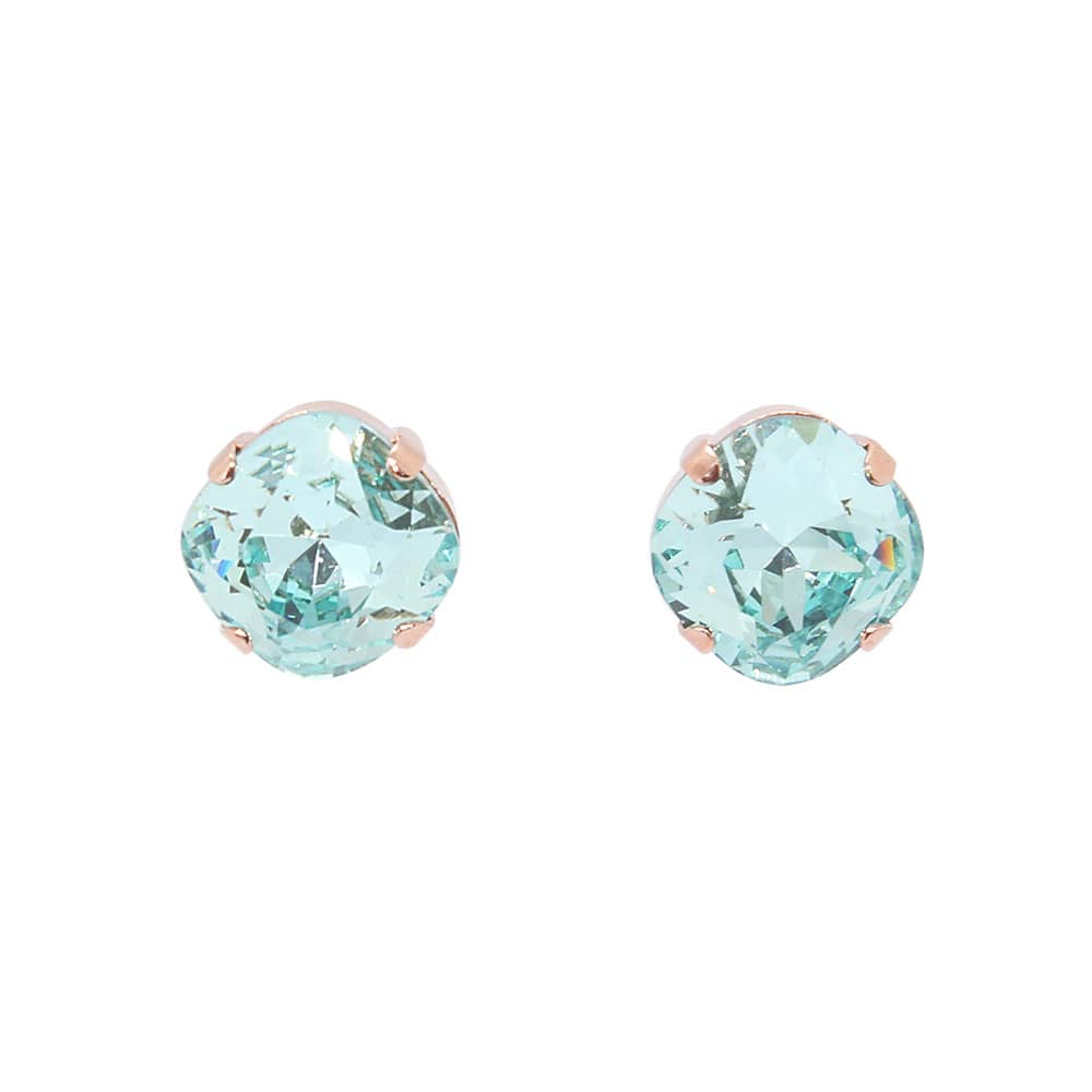 Aquamarine Zodiac Crystal Stud Earrings with rose gold metal